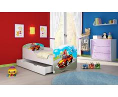 Letto per bambino Cameretta per bambino con materasso Cassetto ACMA I (03 Macchina sportiva, 140x70 + Cassetto)