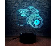 Luce Notturna 3D Novità Macchina Fotografica Lampada A Led 3D Cambiamento Di Colore Appassionati Di Fotografia Regalo Souvenir Mostra Comodino Scrivania Lampada Da Tavolo Arredamento Camera Da Letto