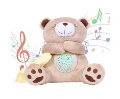 alenyk Orsetto Peluche Neonato Bambini Nanna Carillon Proiettore Stelle Luminose,Rumore Bianco, Luce Notturna Per Culla Passeggino, Bambini Idee Regalo,0 Mesi -5 Anni 15 Melodie Maschio Femmina