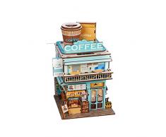 Scatola di legno Cafe 3D Coffee Puzzle 3D Game Puzzle 3D mockup Legno 3D Scaffale Decorazione