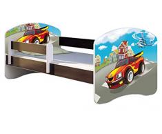 ACMA Letto per Bambino Cameretta per Bambino con Materasso Cassetto II WENGE (03 Macchina sportiva, 160x80)