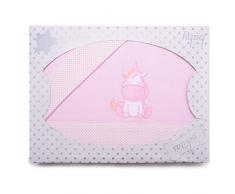 PEKITAS Bebe - Set di lenzuola sottili, 3 pezzi, 50 x 80 cm, 100% cotone, (federa+lenzuola), unicorno rosa