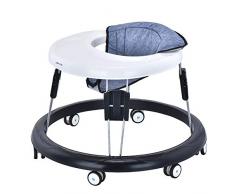 Girello Regolabile, Girello Bambino Primi Passi Pieghevole, con 6 Universal Incheels, Adatto per Bambini dai 6 Mesi (Grigio)