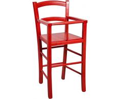 Biscottini Seggiolone in legno massello finitura rosso laccato L46xPR46xH101 cm. Made in Italy