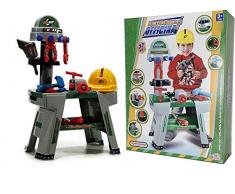 Aurora Store Tavolo Banco da Lavoro Officina Giocattolo per Bambini con 37 Accessori Inclusi Casco Attrezzi Gioco h. 71cm