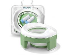 TYRY.HU Vasino Bambini Riduttore WC Bambini Portatile da Viaggio 2 Anni 3 in 1 Pieghevole Interno Esterno Toilette Sedile del Water Addestramento con Borsa da Viaggio Verde