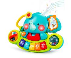HOLA Giochi Neonato 6-9 Mesi 6 Mesi 6-12 Mesi Pianoforte per Bambini, Elefante Pianola Bambini Giochi Bimbo Musicali Educativi Regalo Bambino 1 Anno per Neonati Bimba Maschio