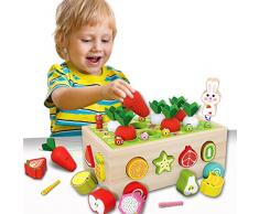 PRINSUN 2 in 1 Giochi Bambini 3 Anno Gioco 2 in 1 Educativi Montessori 3 4 Anni Giochi in Legno per Bambini 3 4 Anni Bimbo Bimba Natale Compleanno Regalo Bambino 3 4 Anni