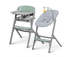 Kinderkraft Seggiolone Pappa LIVY + Sdraietta CALMEE, 4in1, Sedia per tutta Famiglia, dalla Nascita fino 110 kg, Regolazione, Struttura ergonomica, Minimalista Design, Verde