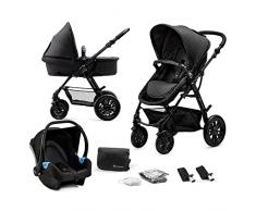 Kk Kinderkraft Passeggino Trio Moov, 3 In 1, Carrozzina Ovetto Pieghevole, Accessori, Bambini, Nero, ‎61 x 91 x 105 cm 17.5 Kg