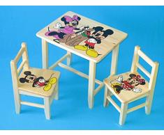 Set in legno tavolino con 2 sedie per cameretta bambini. M10. Ottima idea regalo.Completo in pino con disegno a mano.