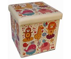 Biscottini Pouf contenitore 32x32x32cm | Scatola porta giochi bambini | Portagiochi bambini contenitori con coperchio | Pouf contenitore giochi
