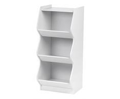 Iris Ohyama Kids Storage Shelf KSBS-3 Scaffale/Portaoggetti per Accessori e Giocattoli per Bambini, 3 Scomparti, Engineered Wood, Bianca