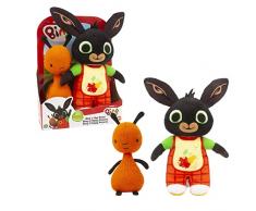 Bing - Peluche coppia, Bing con grembiulino per colorare e orecchie rumorose e Flop, morbidi da abbracciare e coccolare, per bambini a partire da zero mesi, BNG46000, Giochi Preziosi