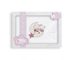 Interbaby Set Di 3 Lenzuola In Cotone Per Mini Culla - Modello: Osito Amoroso In Bianco E Rosa - 700 g