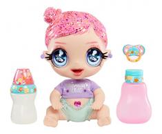 Glitter Babyz MGAS MARINA FINLEY - Bambola con 3 cambi di colore, capelli rosa glitterati, costume da sirena, accessori, biberon e ciuccio - Età: 3+ anni