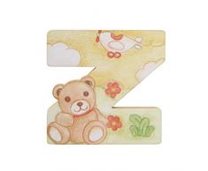 THUN - Lettera Z da Parete con Orsetto Teddy - Accessori Cameretta Bambini - Decorazione Casa - Legno - 8 h cm