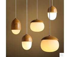 Nclon Vetro Semplice Personalità Lampade a sospensione,Stile europeo Grana del legno Lampada a sospensione Vintage Retro Moderno Creativo Ristorante Bar Camera da letto Soggiorno Lampada da soffitto E27 Portalampada Lampadina non inclusa-B 25x23cm