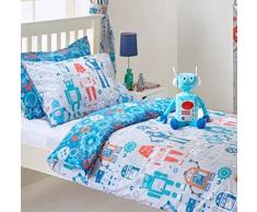 Robot-Copripiumino per letto singolo e federa Set di biancheria da letto per bambini, colore: blu