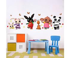 B_R0003 Adesivi Murali Bambino Ecologici e Anallergici Soffice Effetto Tessuto Riposizionabile Bing Cartoon Flop Pando Sula Decorazione Muro Neonato Cameretta Asilo Nido Carta da Parati Adesiva