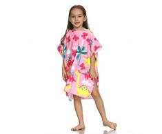 ED-Lumos Asciugamano da Bagno con Cappuccio per Bambini Accappatoio in Microfibra da Bambina Bambino Poncho da Spiaggia per Bambina di 4-7 Anni-Rosa Dinosauro