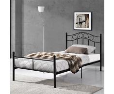 [en.casa] Letto Singolo Metallo 120x200 Nero Letto per Ragazzi per Adulti