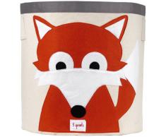 3 Sprouts 3S-IBNFOX Cotton Canvas Cesto di Immagazzinaggio Portagiochi e Portaoggetti, 17 diam. x 17-1/2 h, Multicolore (Volpe)