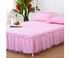 SL&CL Addensato Gonna Letto Pizzo,Pezzo Principessa Cotone Letto Copertina 1 Singola.5 1.8 M Antiscivolo Protezione Letto Copertura Copertura dello Strato-D 200x220cm(79x87inch)