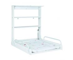 Roba Fasciatoio da Parete, Fasciatoio Richiudibile, Bianco con Materassino in Pvc con Motivo dancing Bird