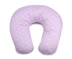pekitas- Cuscino Di Allattamento XL 52 x 48 cm custodia lavabile con cerniera, di Cotone per bambini, ergonomico, ottima adattabilità, da 0 a 12 mesi, fabbricato in Spagna Rosa - stelle