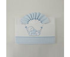 Pekitas - Parure di lenzuola, in flanella, per bebè, culla da 60 x 120 cm, 100% cotone, realizzato in Portogallo, 3 pezzi blu-bianco