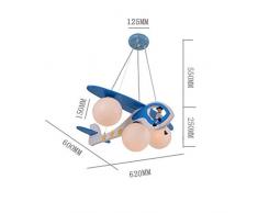 tkind moderna lampada a sospensione lampadario Occhi Proteggere lampada a sospensione a forma di aereo Mediterraneo blu lampada da soffitto in legno elegante creativo Lovely Fumetto illuminazione decorativa per bambini camera da