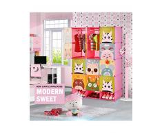 SPDYCESS Armadio Portatile Guardaroba Modulare Armadio Bambini - Scaffale Modulare di Stoccaggio Combinato Armadietto Cabina Armadio in Plastica per Vestiti Scarpe Giocattoli