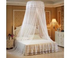Letto a baldacchino principessa appeso rotonda pizzo letto a baldacchino rete cotone zanzariera appeso Student comodo per tenda a cupola zanzariera per culla Twin Full Queen letto, Bambino, White