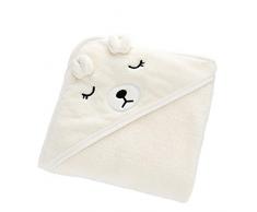 WangsCanis Asciugamani Con Cappuccio Per Neonati, Asciugamano da Bagno Super Morbido Avvolgente Per Dormire Per Neonati (Orso , Taglia unica )