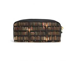 Funnyy PU zipper Pencil bag, scaffale stanza misterioso biblioteca penna di matita trucco sacchetto per Kid per bambini scuola donne