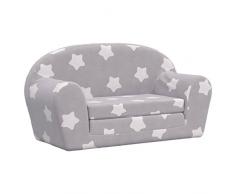 vidaXL Divano per Bambini 2 Posti Grigio Chiaro Stelle Morbido Peluche