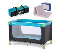 Hauck Set Dream n Play Culla da Campeggio con Materasso Incluso - Lettino da Viaggio Neonato Pieghevole con Borsa - Blu Acqua