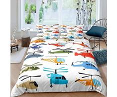 HKDGHTHJ® Immagine creativa 3D per trapunta per bambini modello elicottero di colore 135x200 CM Set biancheria da letto Copripiumino Lenzuola Federe Set Lenzuola Biancheria da letto Tessili per la cas