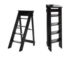 TTWUJIN Scaletta portatile pieghevole Sgabello a gradini Seggiolone Scala Ripiano Scala a pioli Legno di pino Salita a doppio uso Scala a 4 gradini Sicurezza allargata Scaffalatura pieghevole Cucina