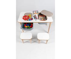 Tavolo per bambini con 2 sedie, set di sedie per bambini, da tavolo, per bambini, con spazio di archiviazione, per bambini, per la cameretta dei bambini, da tavolo Lego