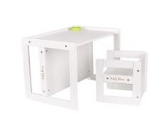 KiddyMoon Set Tavolo E Sedia Per Bambini TC-002, Bianco