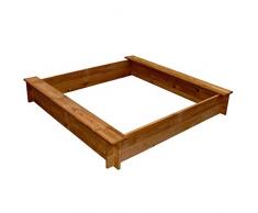 Vislone Sabbiera Giocattolo Quadrata in Legno per Bambini 120 x 120 x 20 cm