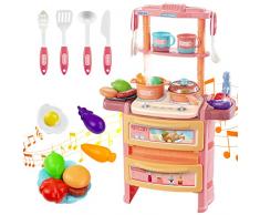 RedCrab Cucina Giocattolo per Bambini,Cucina Giocattolo Bambini con Fornello Funzionante mit Luci e Suoni, Forno, Lavello, e 21Pcs Accessori Cucina Bambini Regali per Ragazzi e Ragazze (Rosa)
