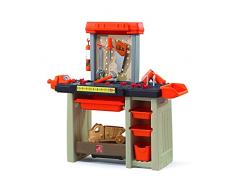 Step2 Handyman Workbench Banco da lavoro giocattolo in arancione | Banco da lavoro per bambini incl set di accessori da 30 pezzi | Giocattoli di plastica