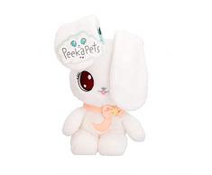 PEEKAPETS Coniglietto Bianco, Divertente, Dolce e Soffice Peluche che Muove le Orecchie e fa Cucú se gli Schiacci il Pancino - Il regalo Morbidoso per Neonati e Bambini +4 Anni