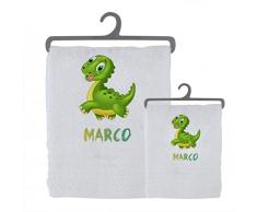 Set 2 asciugamani bagno personalizzati 100% cotone made in Italy asciugamano viso asciugamano ospite bianco con stampa personalizzata idea regalo bagno doccia biancheria casa bambino bebè 13