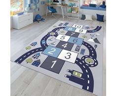 TT Home Tappeto Cameretta per Bambini Tappeto da Gioco Bambino Bambina Casa Auto Strade, Colore: Grigio, Dimensione:120x160 cm