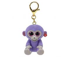 Ty Anello Porta Chiavi Mini Boos Clips-Scimmia-Grapes Nappa Rosa-Il Portachiavi alla Moda Ispirato ai Famosi Peluche con Gli Occhi Grandi scintillanti-10 Cm-25070, Colore Viola, 9 CM, 2008086