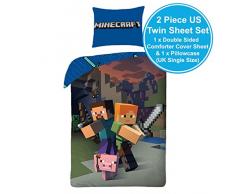 Biancheria da letto, Minecraft, per bambini, 140 x 200 cm (conforme allo standard Öko-Tex 100)